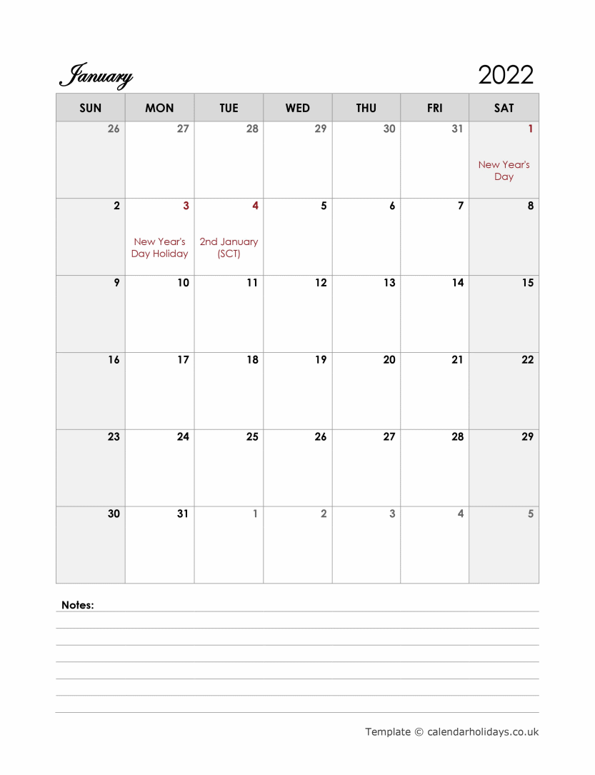Customizable Monthly Calendar 2022 2022 Monthly Template - Calendarholidays.co.uk