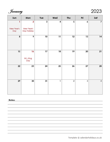 Customizable Monthly Planner With Large Space for Notes