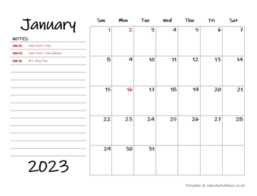 Monthly Planner With Large Space Notes