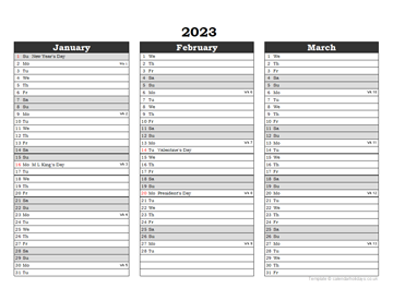 Quarterly Horizontal Planner
